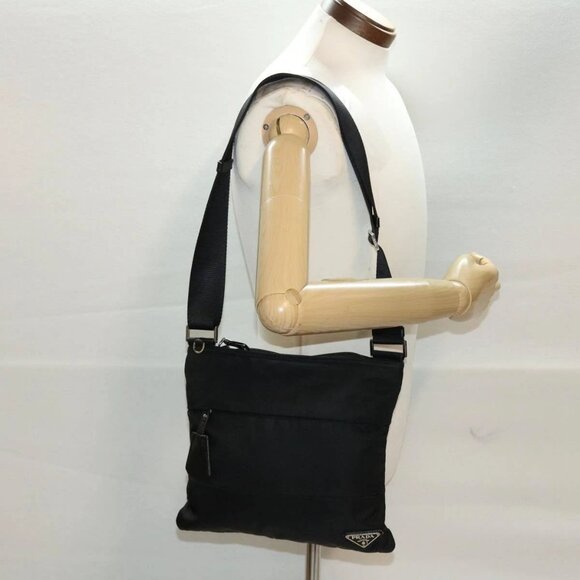 PRADA Shoulder Bag Nylon Black Auth - Picture 1 of 16